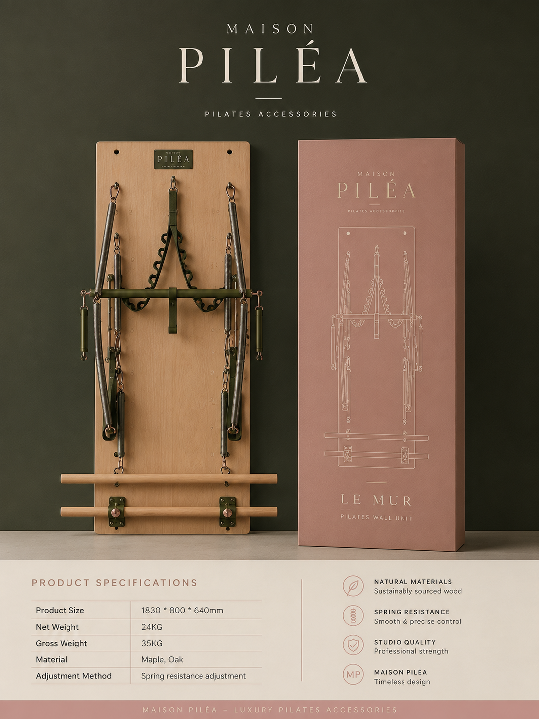 Le Mur — Maison Piléa Wall Unit mit Verpackung und Produktspezifikationen
